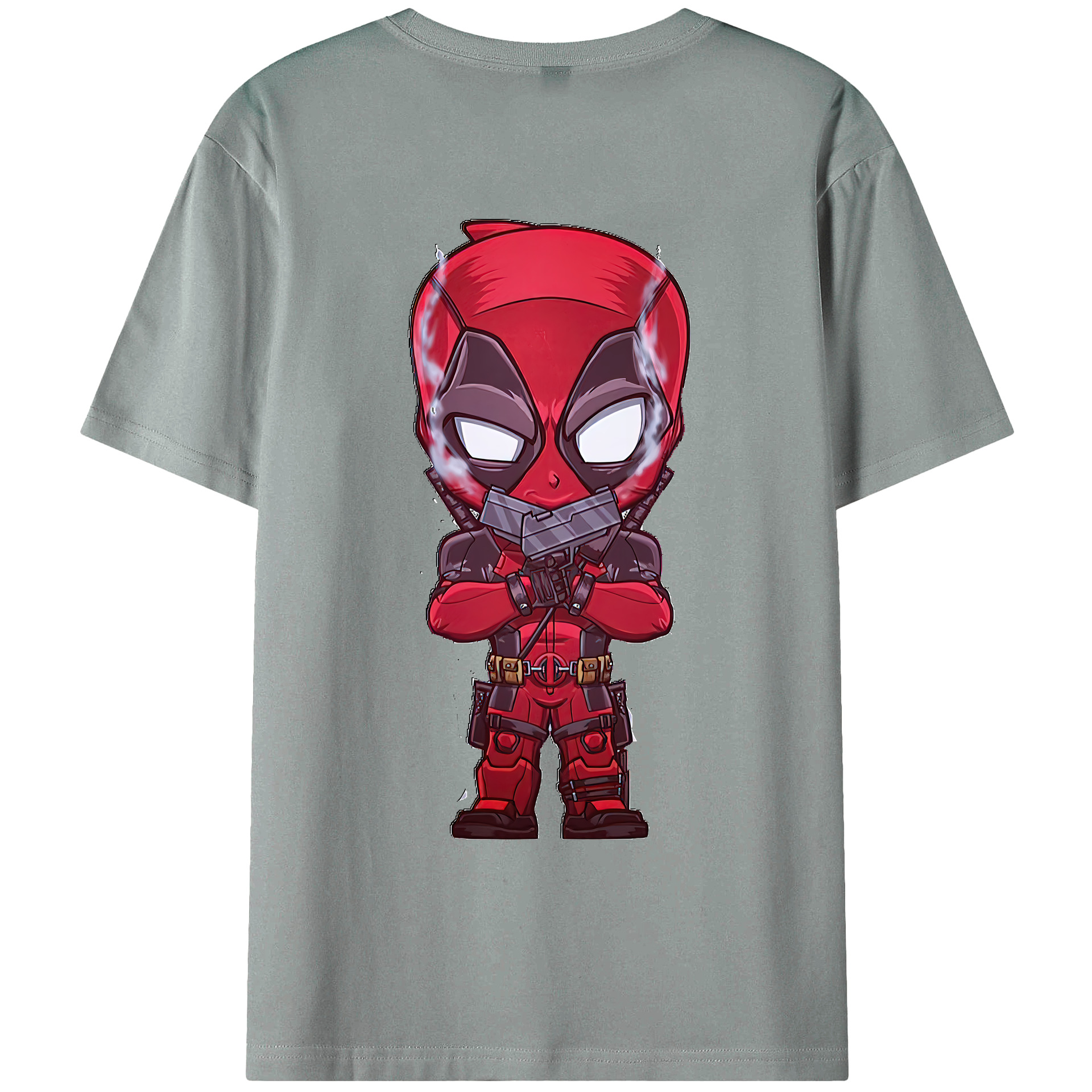 （画像用） Deadpool デッドプール 綿100％ メンズ半袖Tシャツ（バックプリント） 通気性